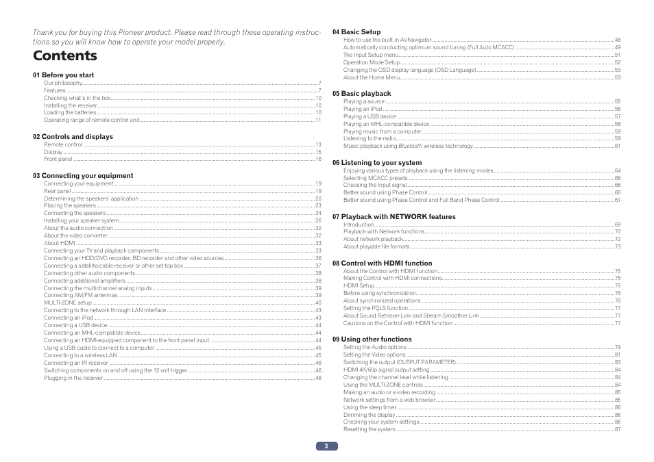 Pioneer SC-LX78-S User Manual | Page 3 / 141