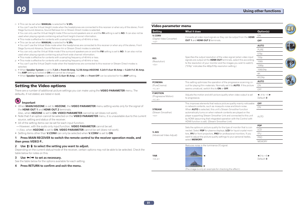 Setting the video options, Link | Pioneer SC-LX78-S User Manual | Page 81 / 141