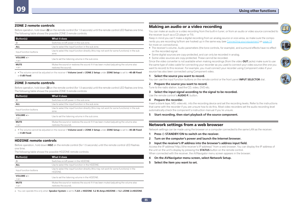 Zone 2, Remote controls, Hdzone remote controls | Pioneer SC-LX78-S User Manual | Page 85 / 141