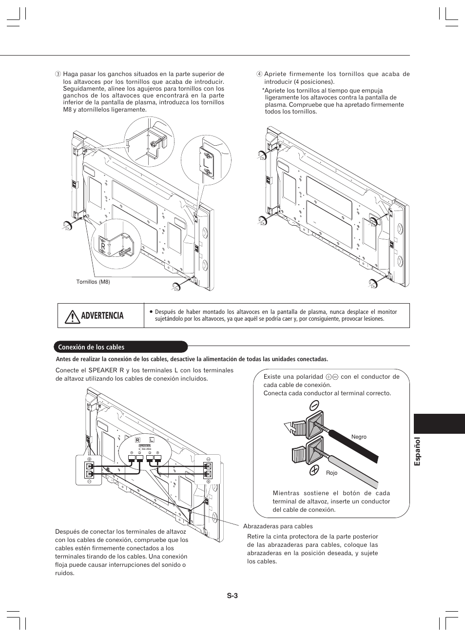 Advertencia | Pioneer PDP-S44-LR User Manual | Page 29 / 32