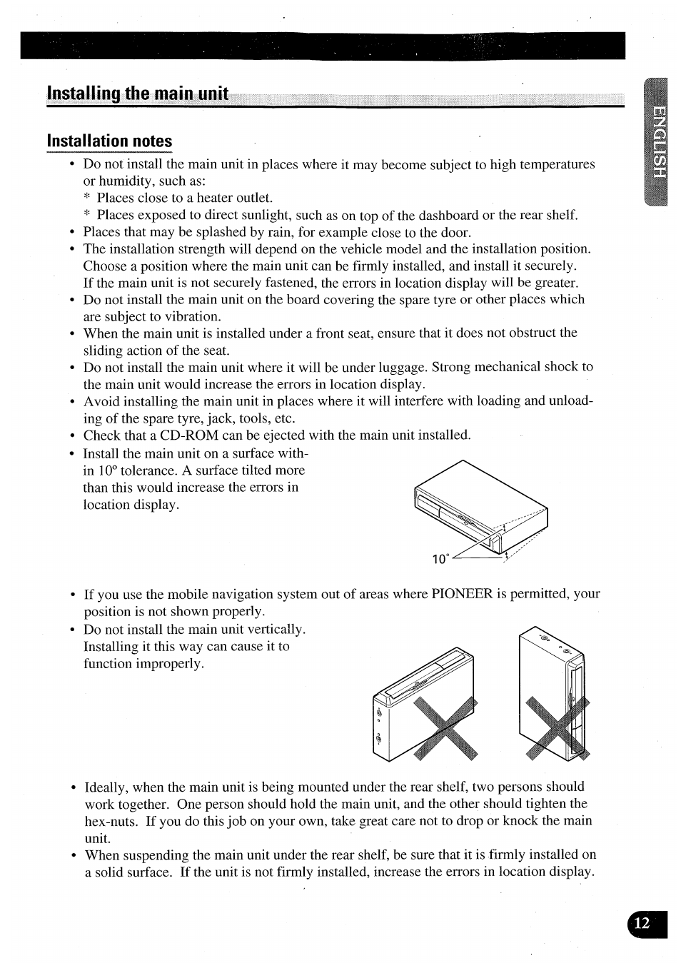 Installing the main unit | Pioneer AVIC50S User Manual | Page 13 / 146