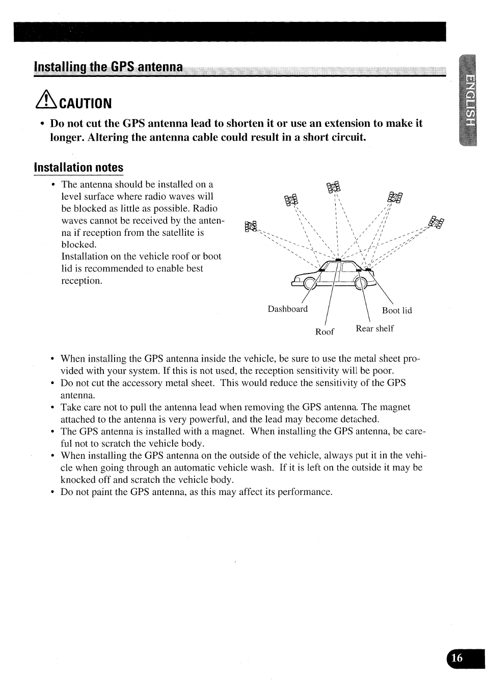 Installing the gps antenna, A caution | Pioneer AVIC50S User Manual | Page 17 / 146