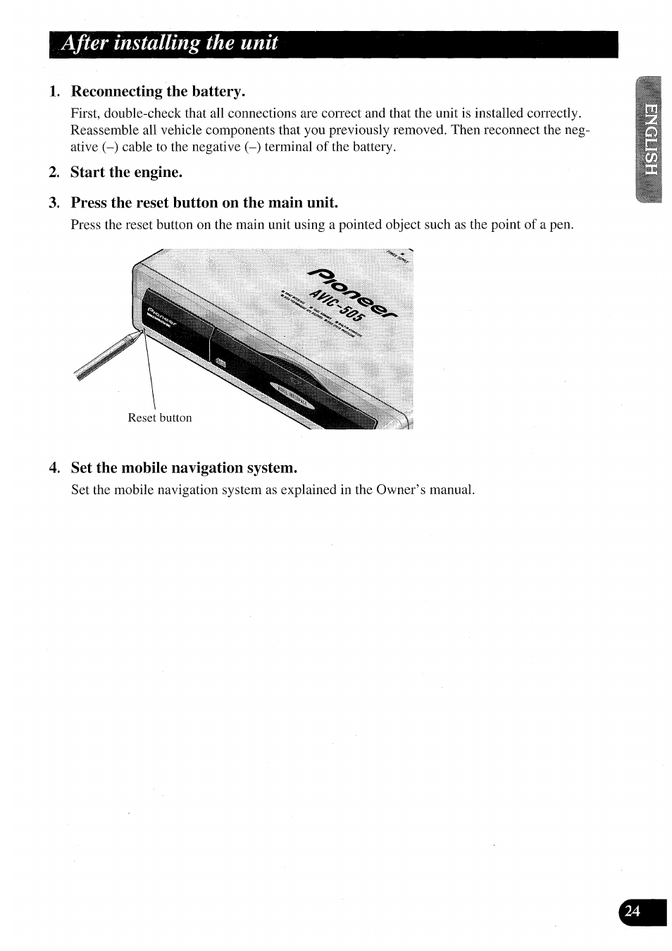 After installing the unit | Pioneer AVIC50S User Manual | Page 25 / 146