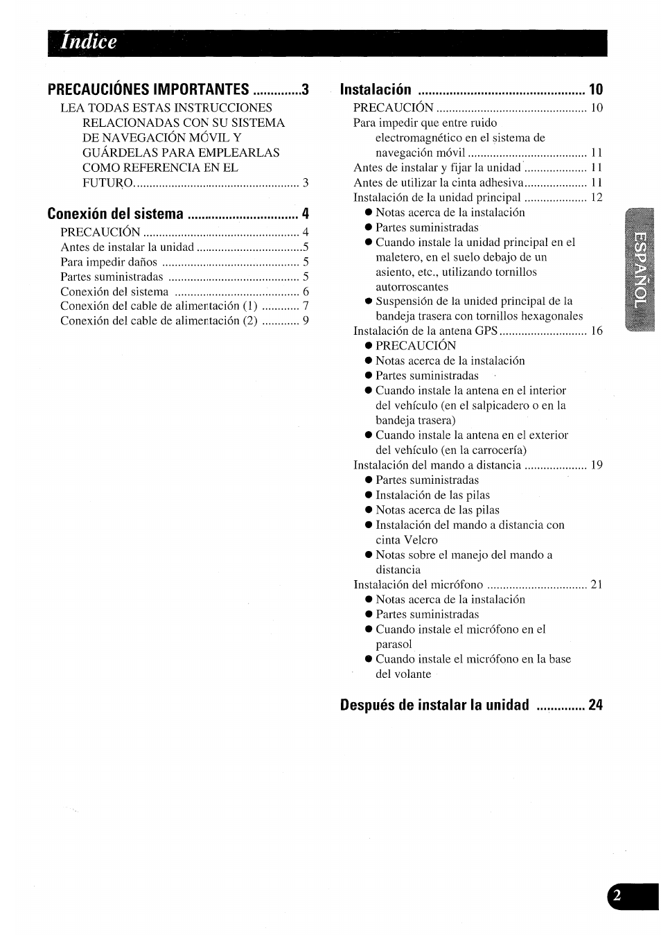 Indice | Pioneer AVIC50S User Manual | Page 27 / 146