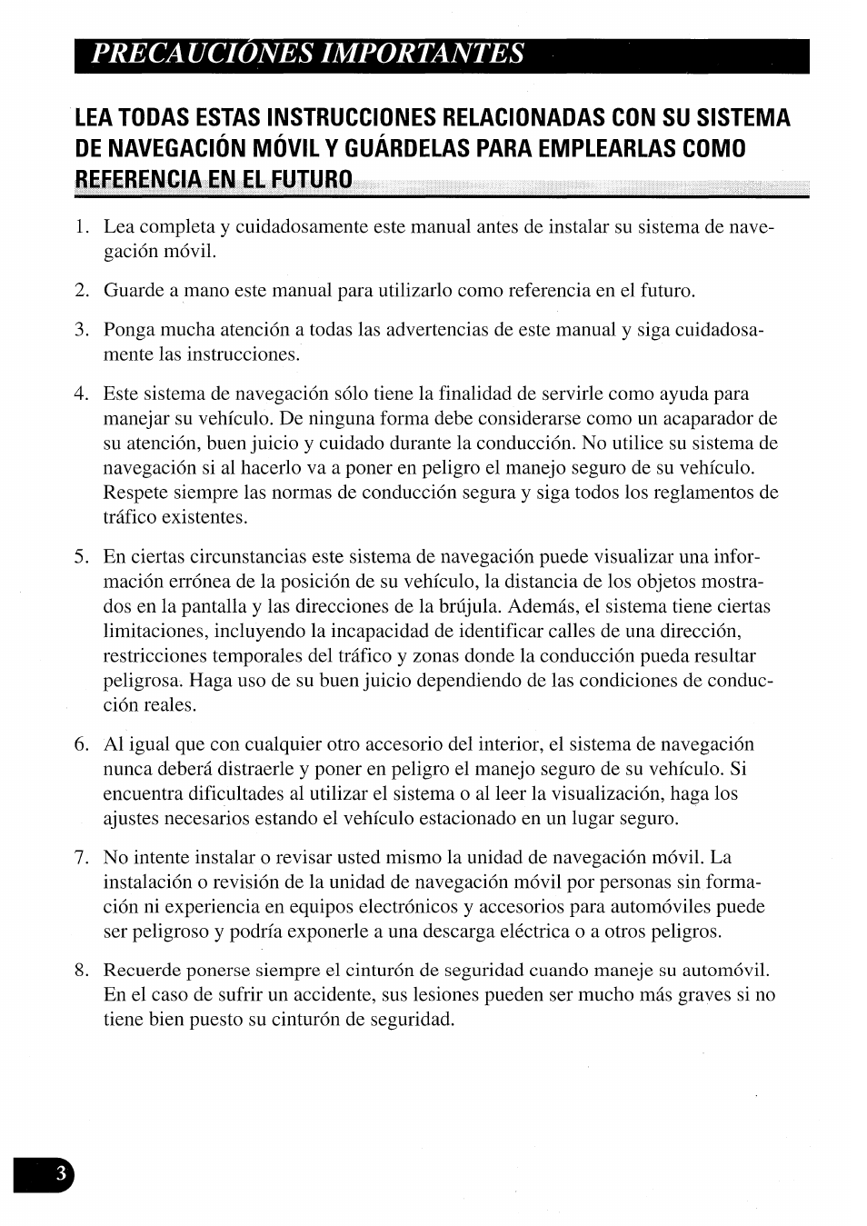 Precauciones importantes | Pioneer AVIC50S User Manual | Page 28 / 146