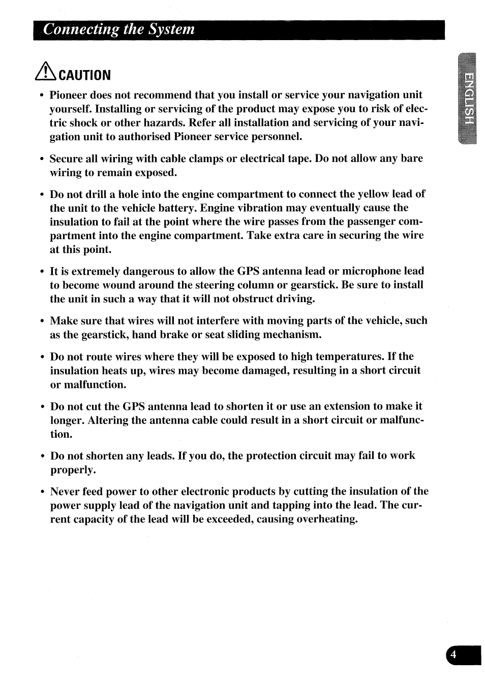 Caution, Connecting the system | Pioneer AVIC50S User Manual | Page 5 / 146