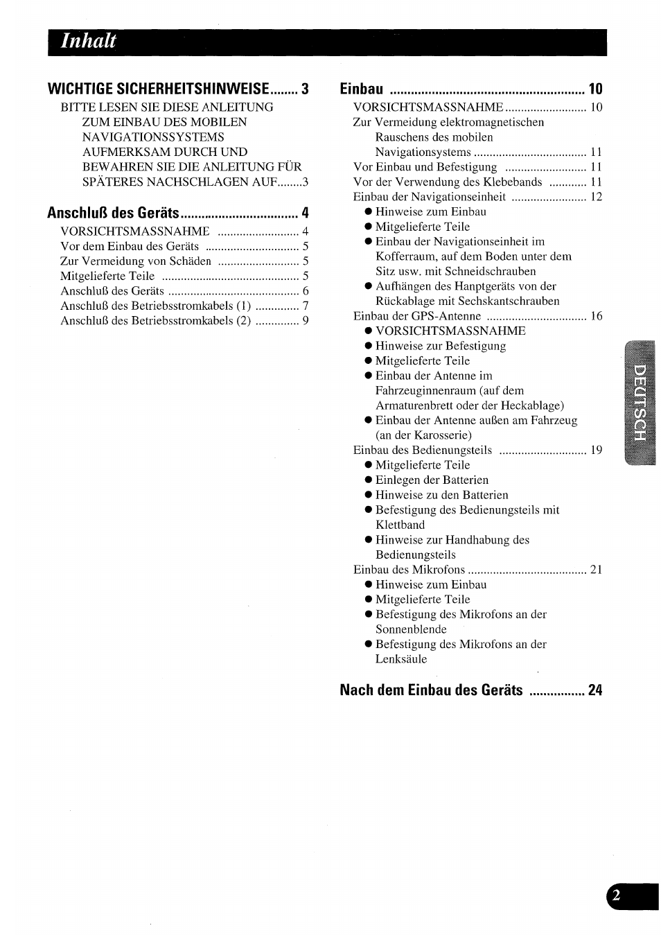 Inhalt | Pioneer AVIC50S User Manual | Page 51 / 146