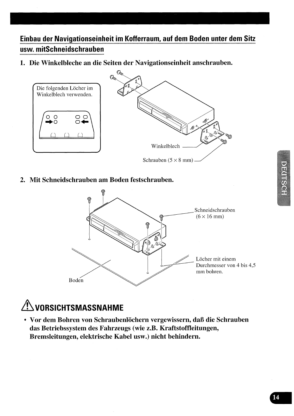 Zis vorsichtsmassnahme | Pioneer AVIC50S User Manual | Page 63 / 146