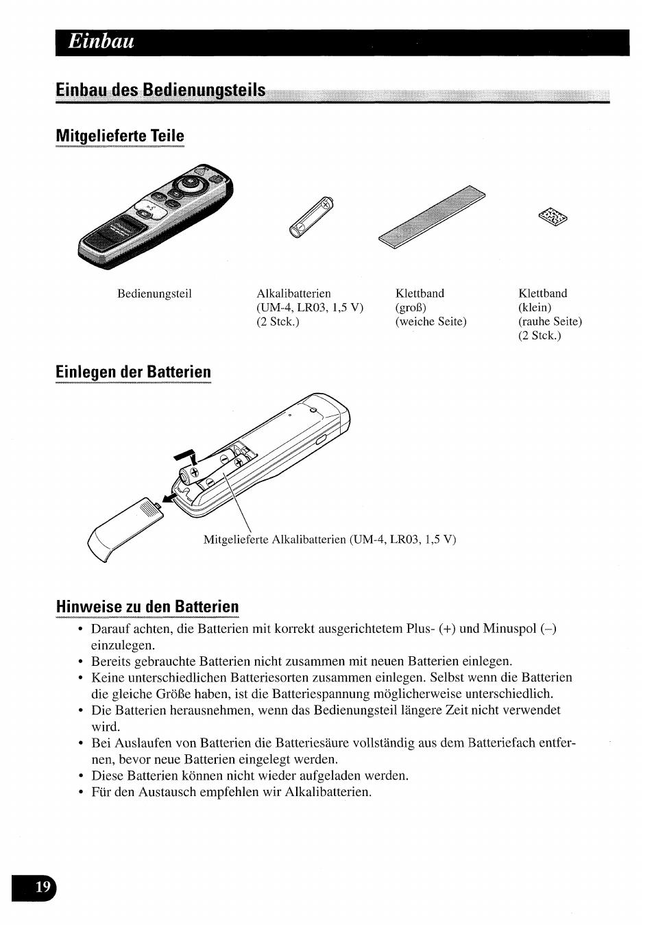 Einbau des bedienungsteils, Einbau | Pioneer AVIC50S User Manual | Page 68 / 146