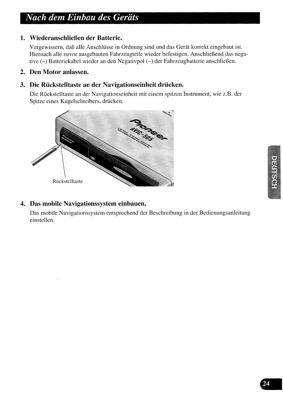 Nach dem einbau des geräts | Pioneer AVIC50S User Manual | Page 73 / 146