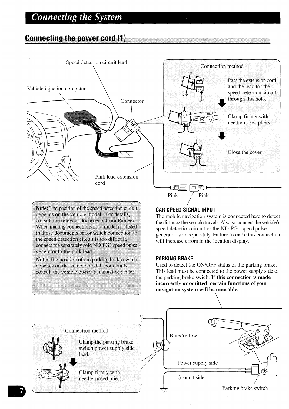 Connecting the power cord (1), Connecting the system | Pioneer AVIC50S User Manual | Page 8 / 146
