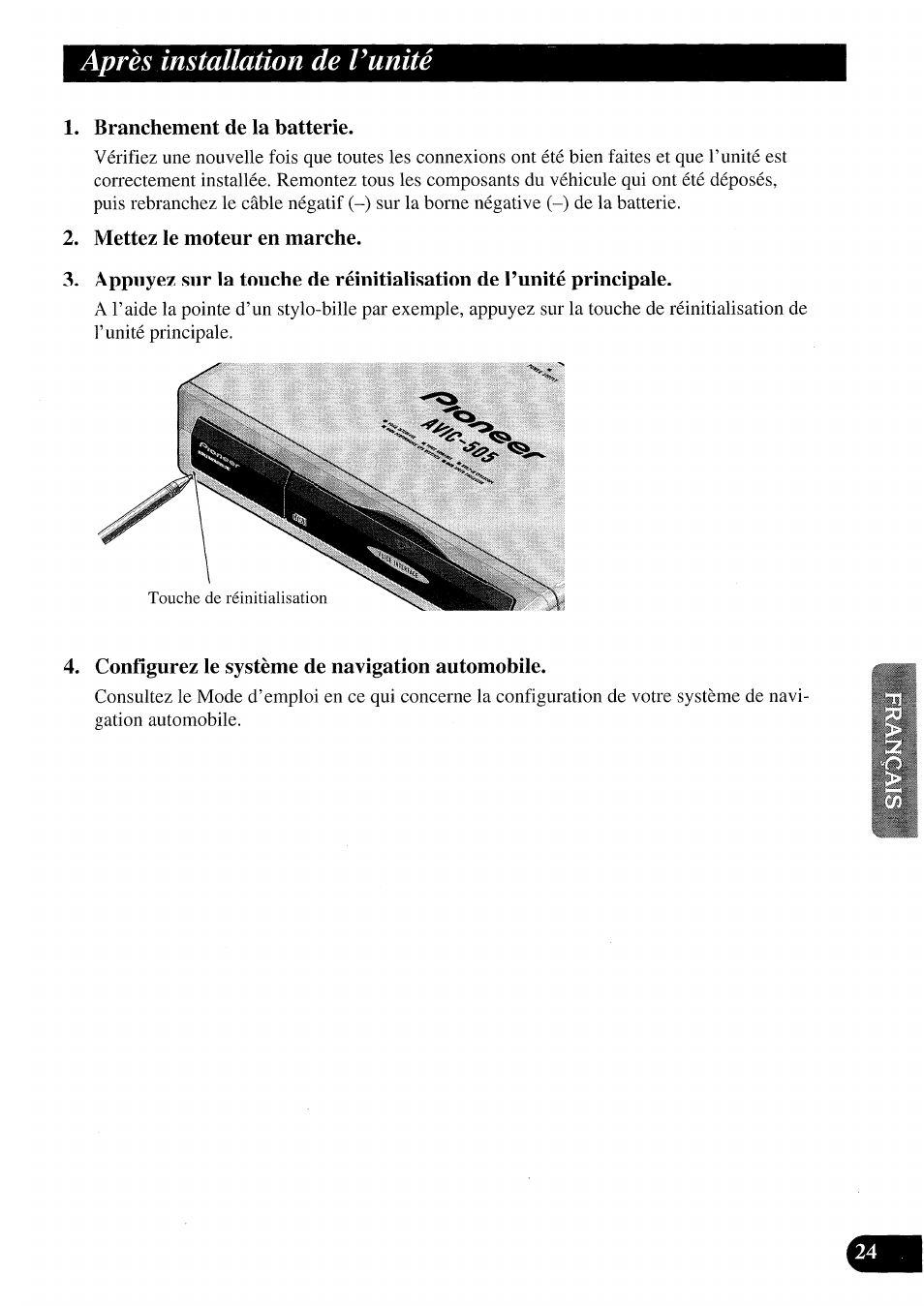 Après installation de vanité | Pioneer AVIC50S User Manual | Page 97 / 146