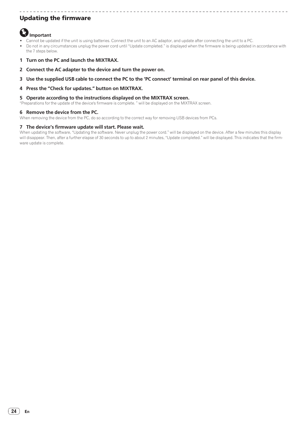 Updating the firmware | Pioneer STZ-D10Z-R User Manual | Page 24 / 31