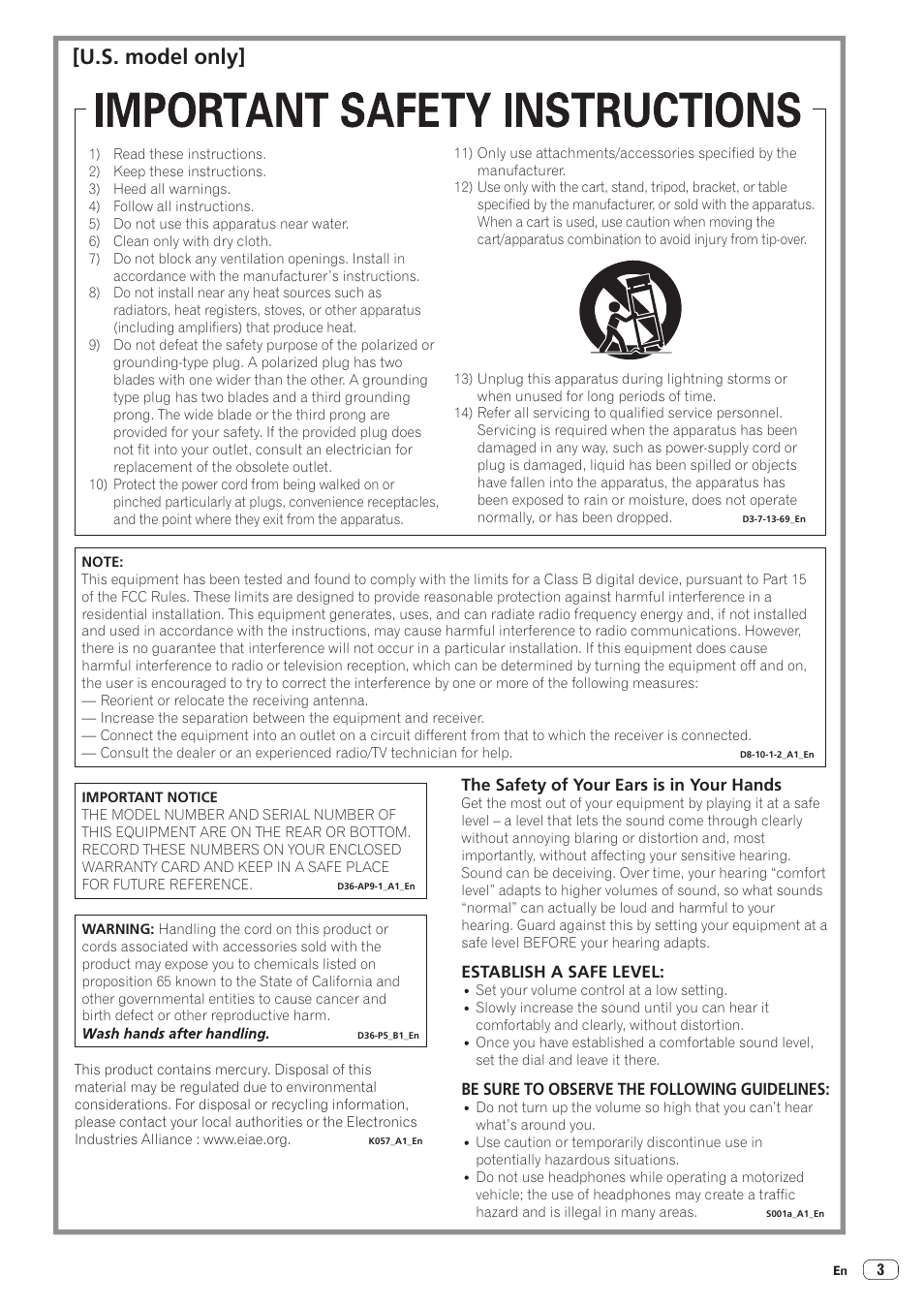 U.s. model only | Pioneer STZ-D10Z-R User Manual | Page 3 / 31