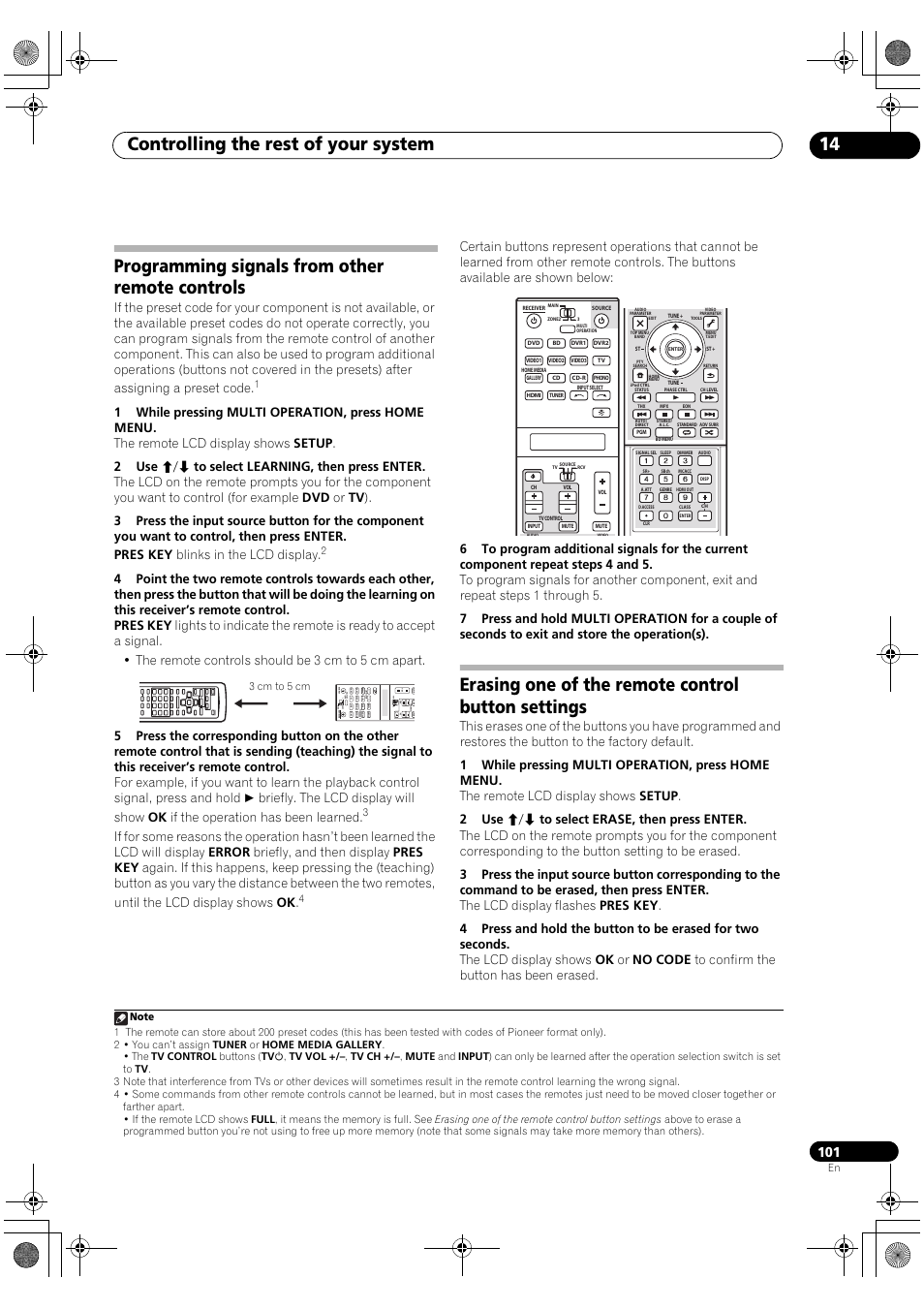 Controlling the rest of your system 14, Programming signals from other remote controls, Erasing one of the remote control button settings | Pioneer SC-LX81 User Manual | Page 101 / 134