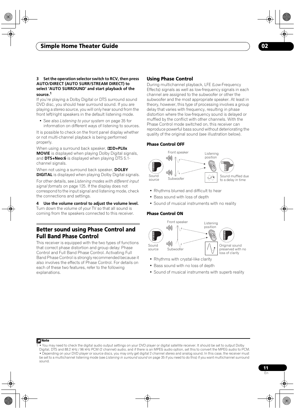 Using phase control, Simple home theater guide 02 | Pioneer SC-LX81 User Manual | Page 11 / 134