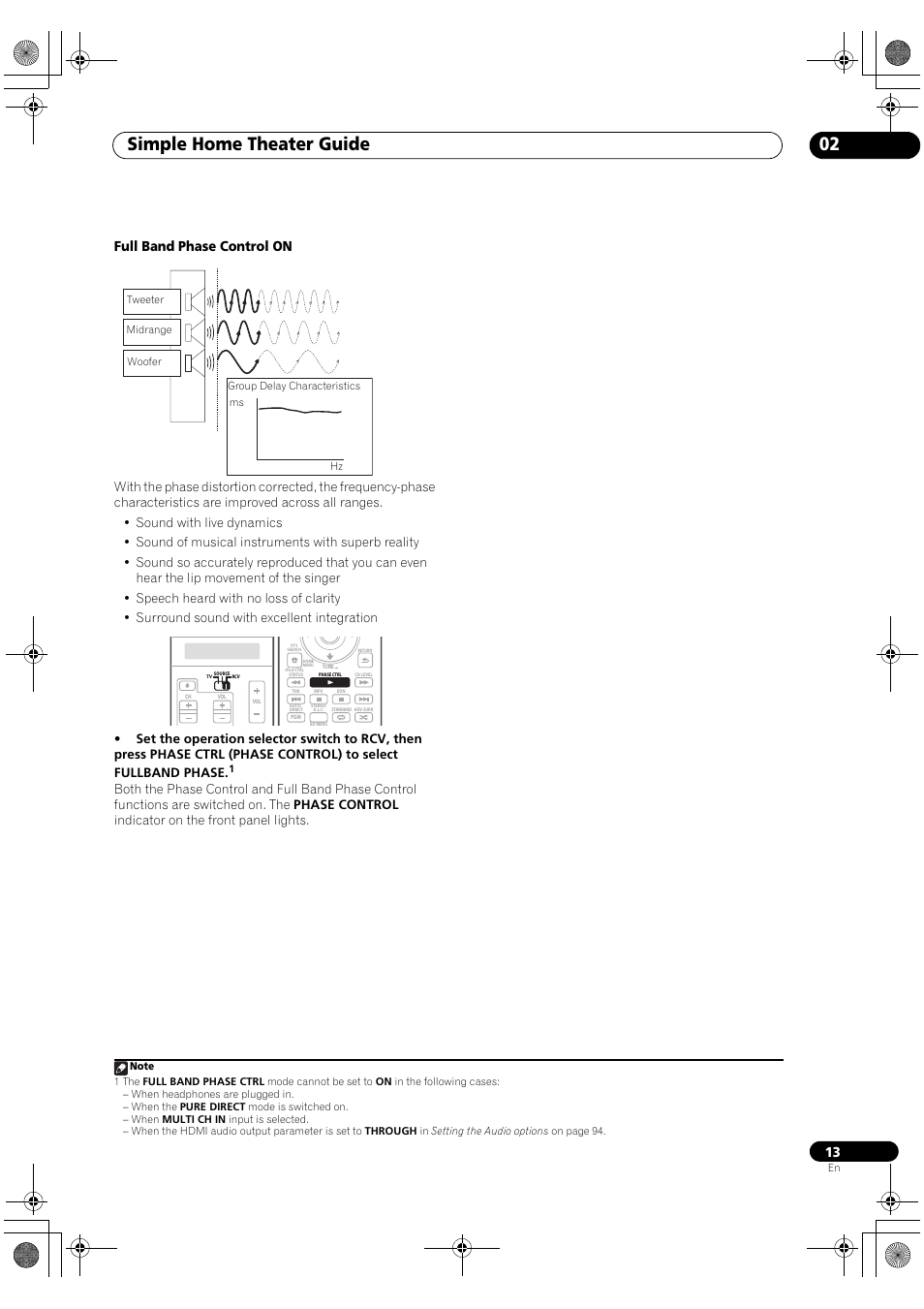 Simple home theater guide 02, Full band phase control on | Pioneer SC-LX81 User Manual | Page 13 / 134