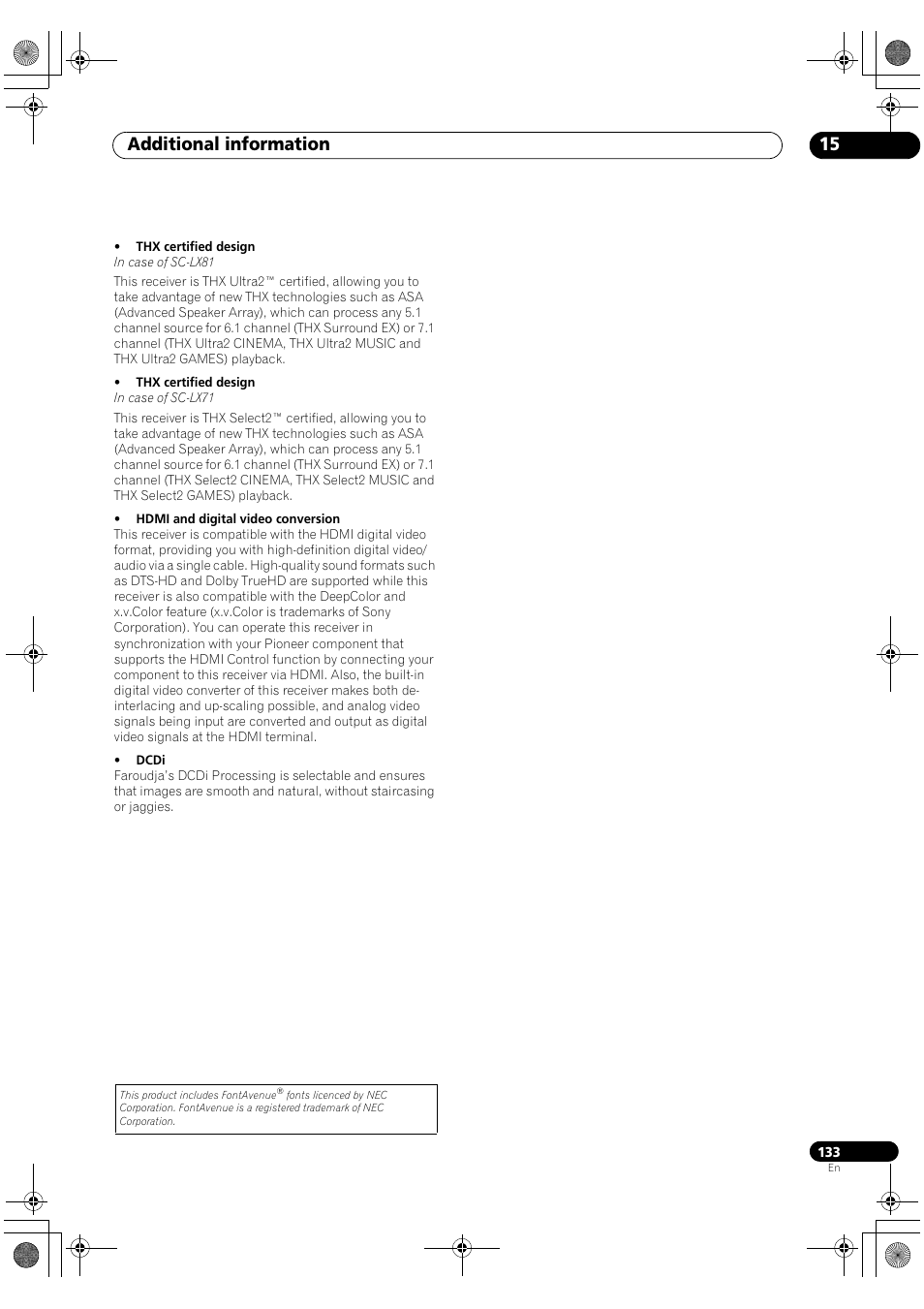 Additional information 15 | Pioneer SC-LX81 User Manual | Page 133 / 134