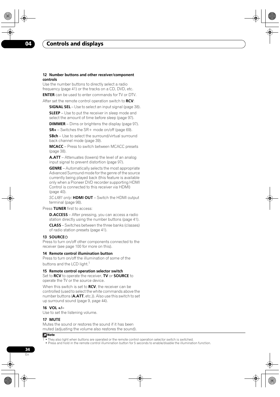Controls and displays 04 | Pioneer SC-LX81 User Manual | Page 34 / 134