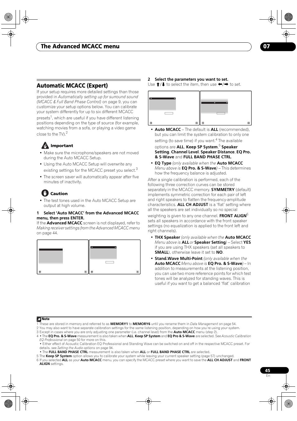 Automatic mcacc (expert), The advanced mcacc menu 07 | Pioneer SC-LX81 User Manual | Page 45 / 134
