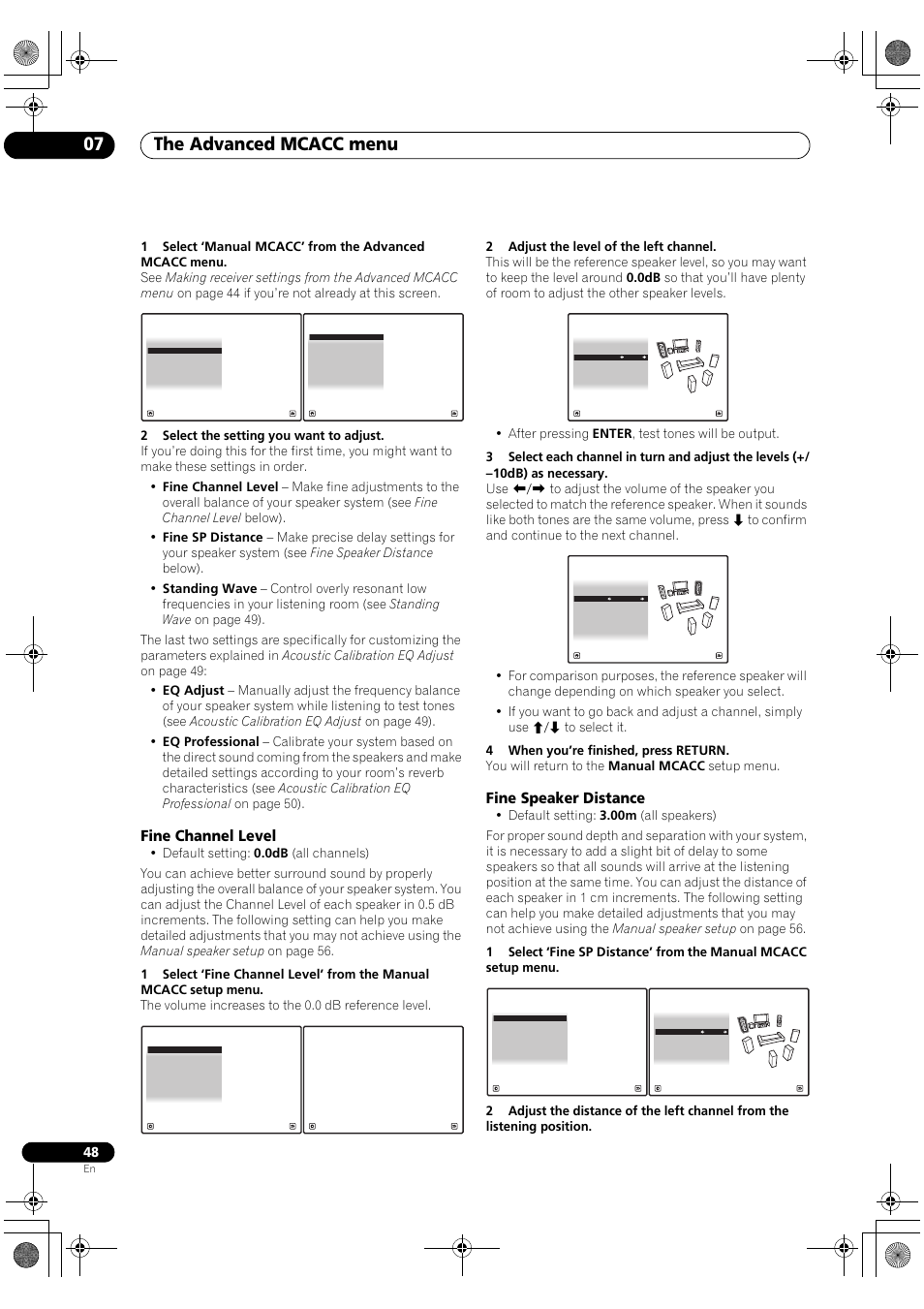 Fine channel level fine speaker distance, The advanced mcacc menu 07, Fine channel level | Fine speaker distance | Pioneer SC-LX81 User Manual | Page 48 / 134