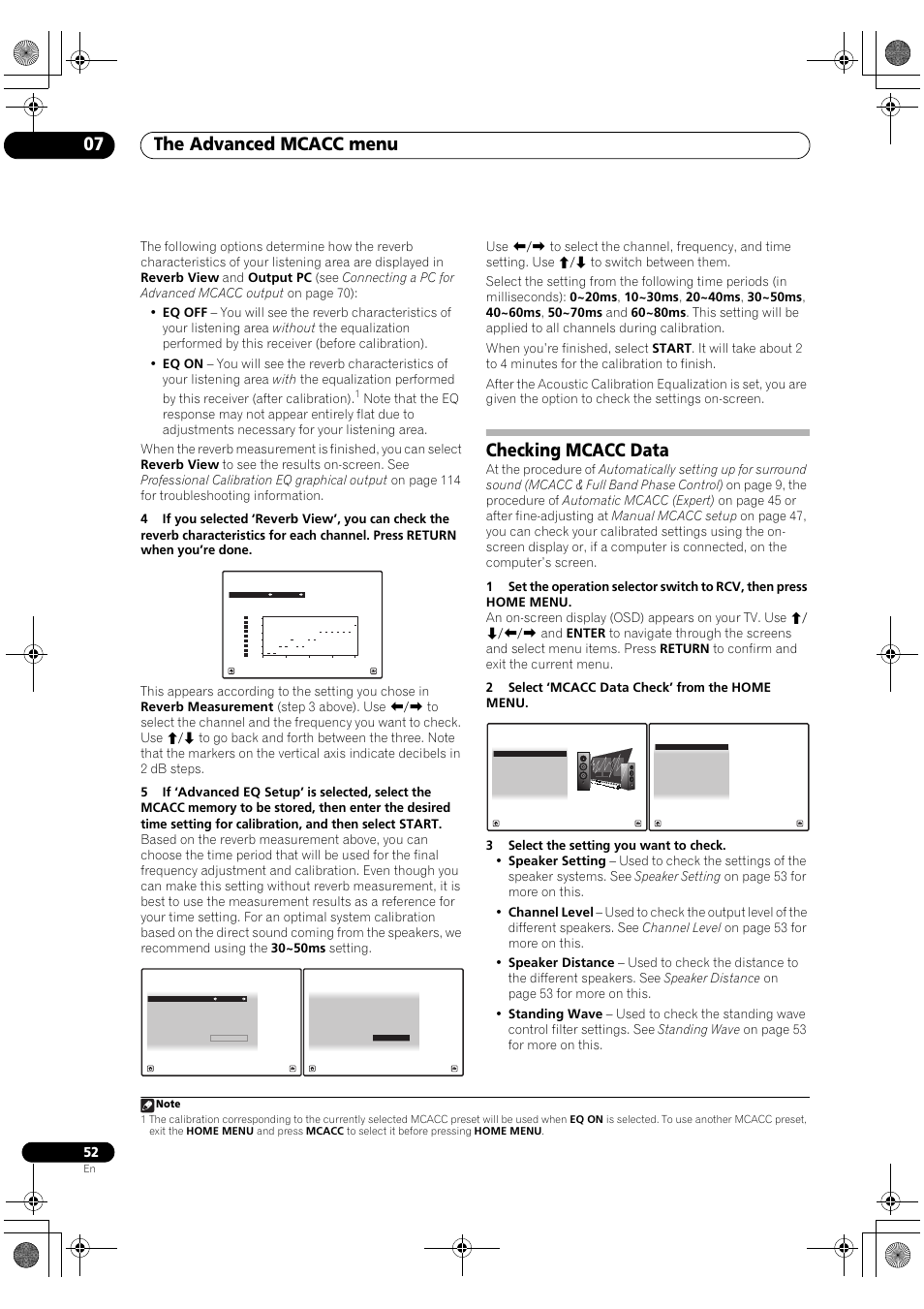 Checking mcacc data, The advanced mcacc menu 07 | Pioneer SC-LX81 User Manual | Page 52 / 134