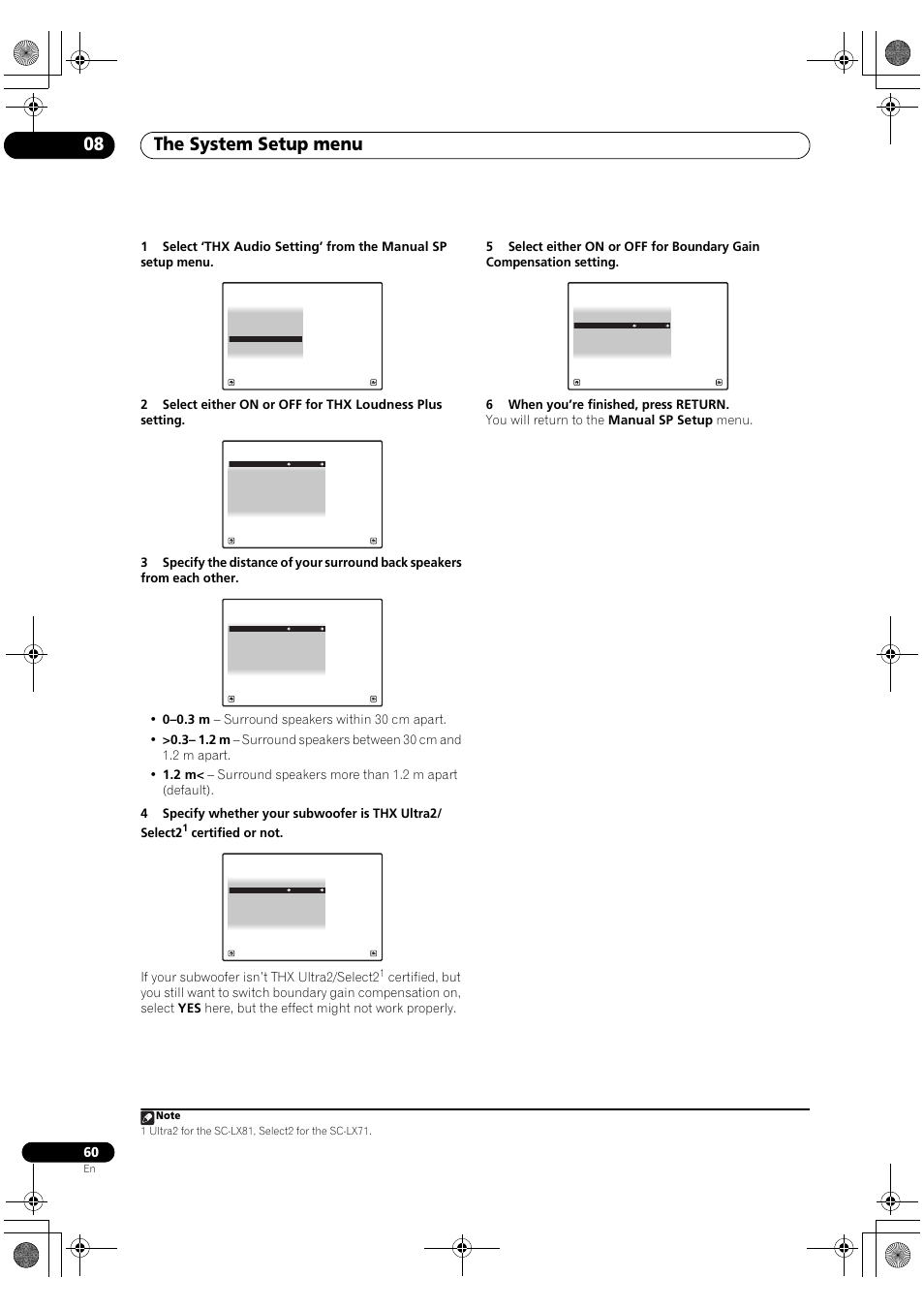 The system setup menu 08 | Pioneer SC-LX81 User Manual | Page 60 / 134