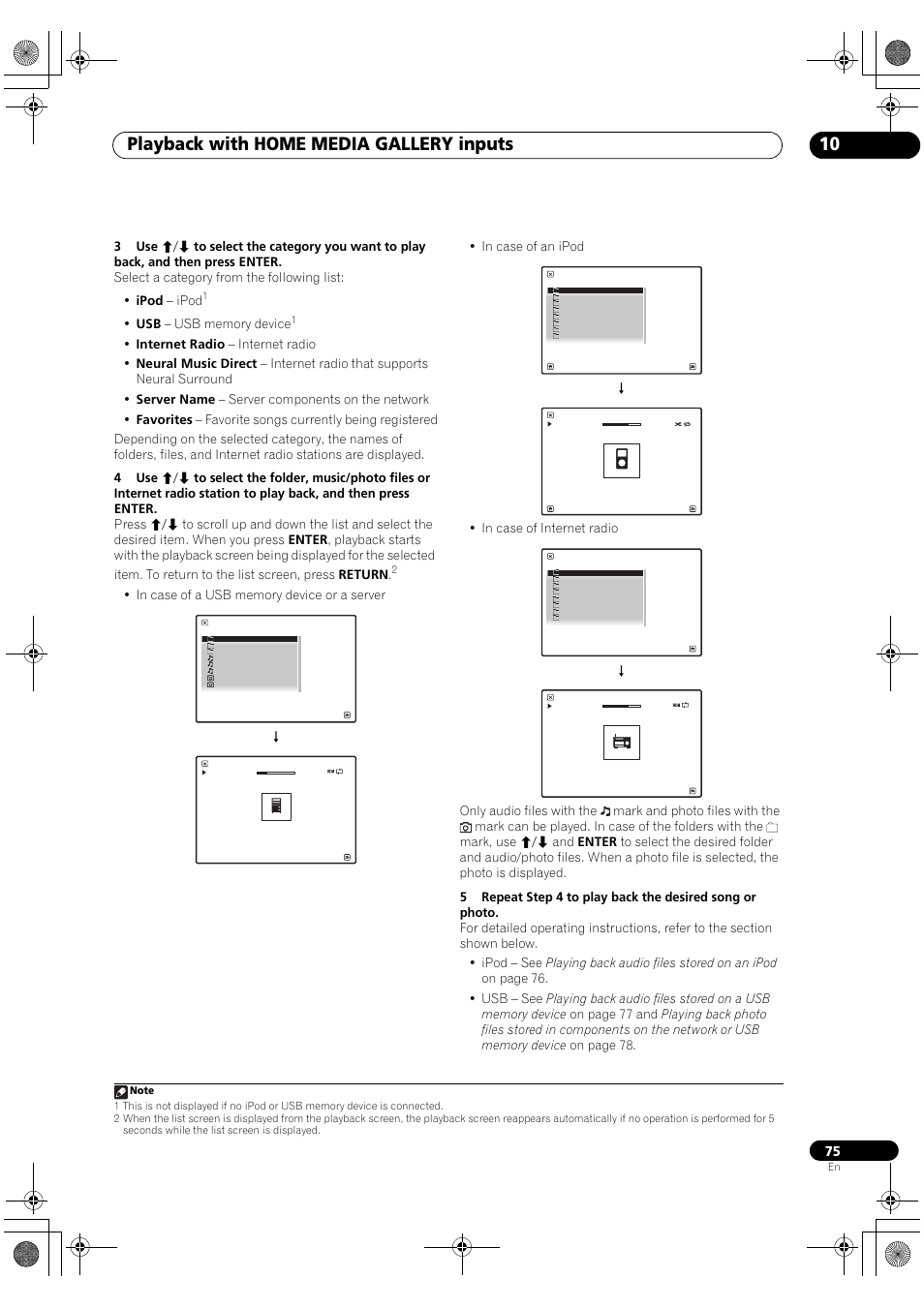 Playback with home media gallery inputs 10 | Pioneer SC-LX81 User Manual | Page 75 / 134
