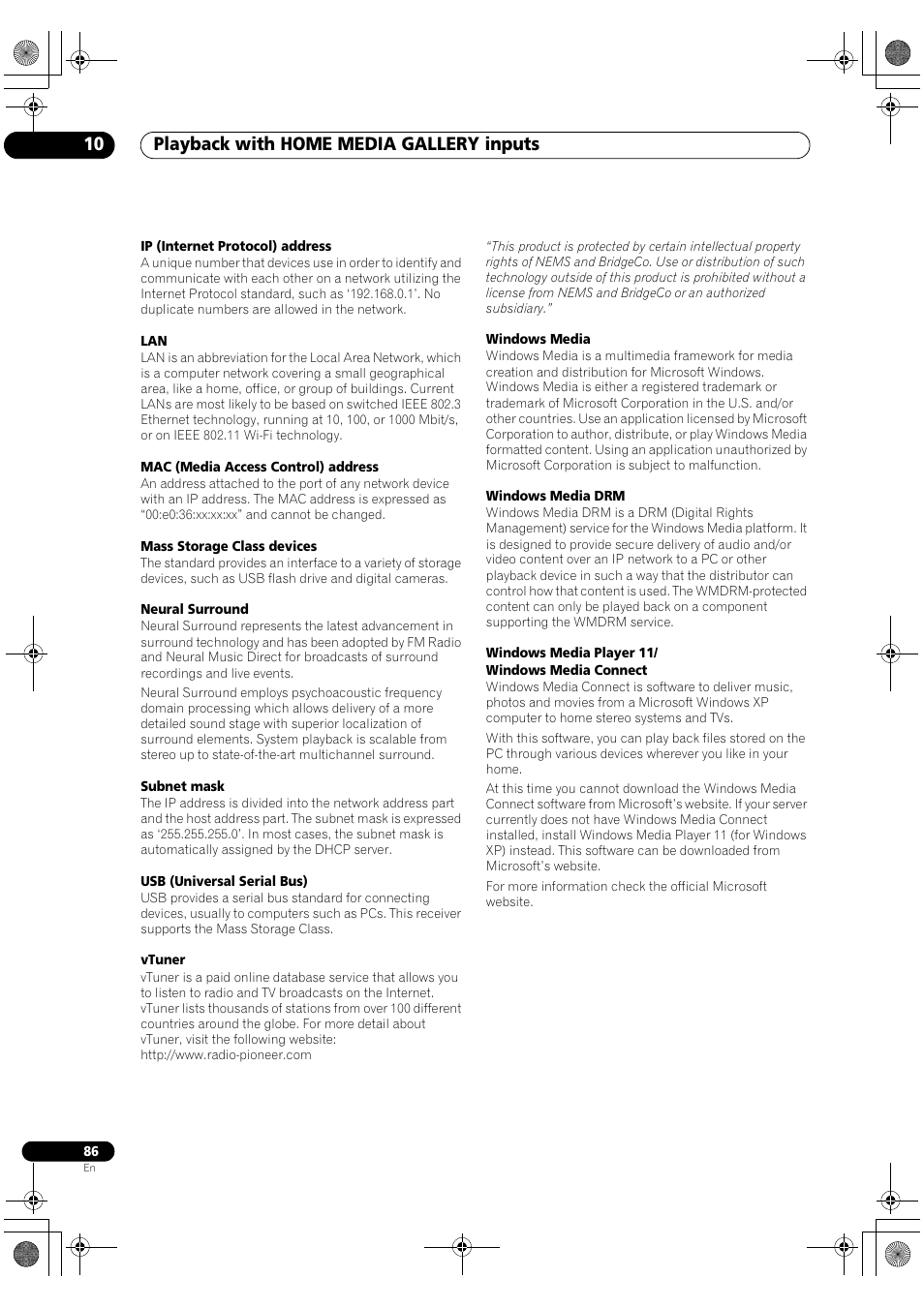 Playback with home media gallery inputs 10 | Pioneer SC-LX81 User Manual | Page 86 / 134