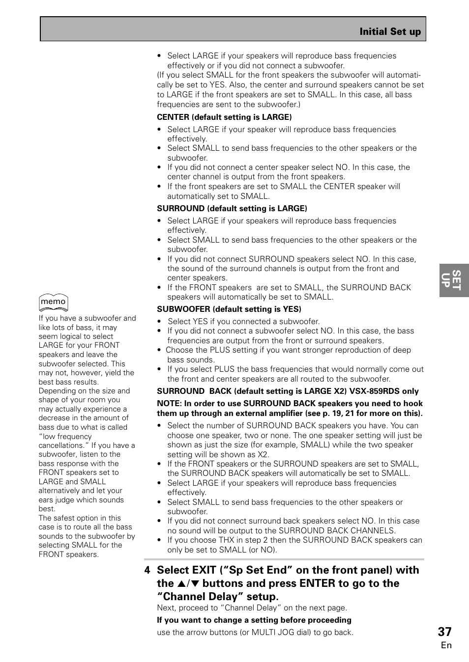 Set up | Pioneer VSX-859RDS-G User Manual | Page 37 / 116