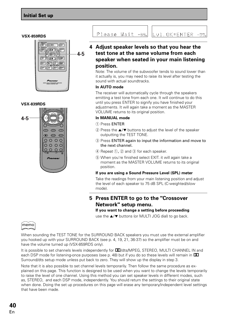 Initial set up | Pioneer VSX-859RDS-G User Manual | Page 40 / 116