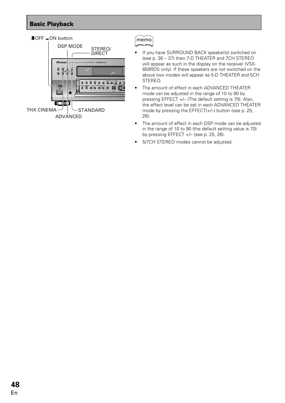 Basic playback | Pioneer VSX-859RDS-G User Manual | Page 48 / 116