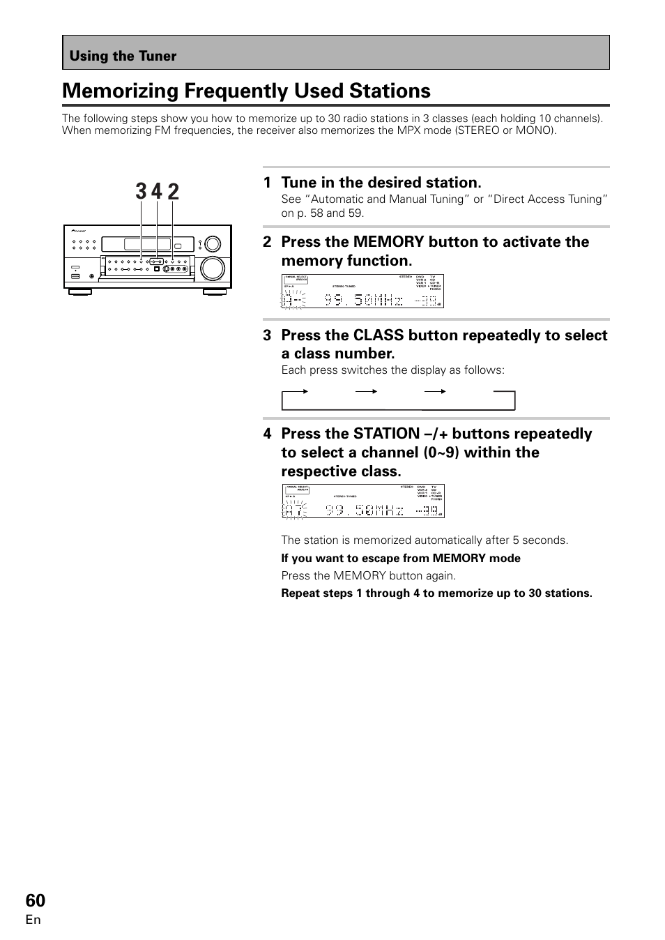 Memorizing frequently used stations | Pioneer VSX-859RDS-G User Manual | Page 60 / 116