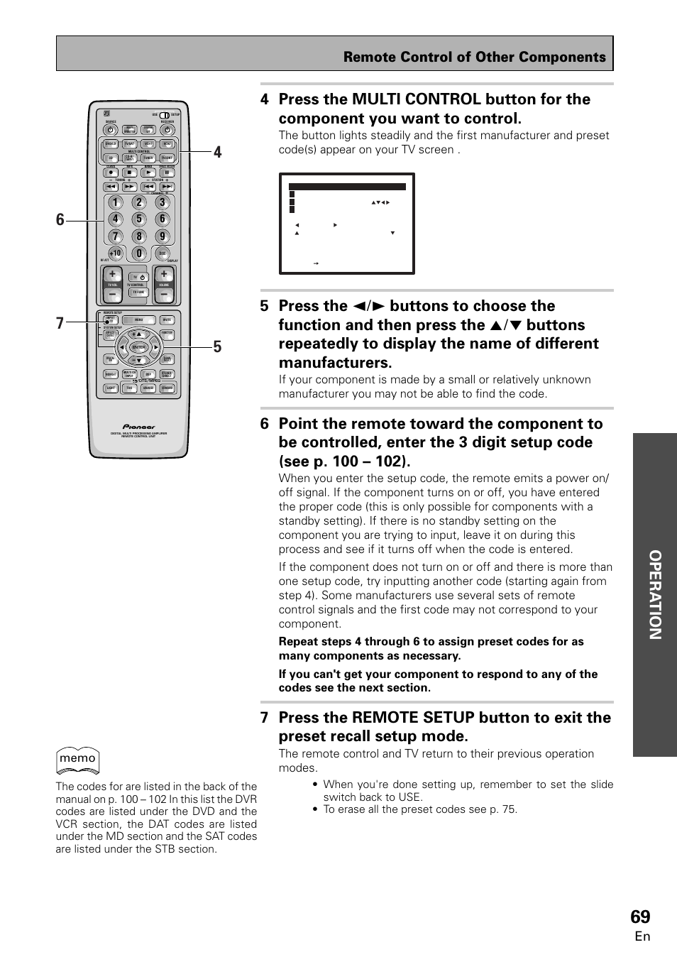 Remote control of other components | Pioneer VSX-859RDS-G User Manual | Page 69 / 116