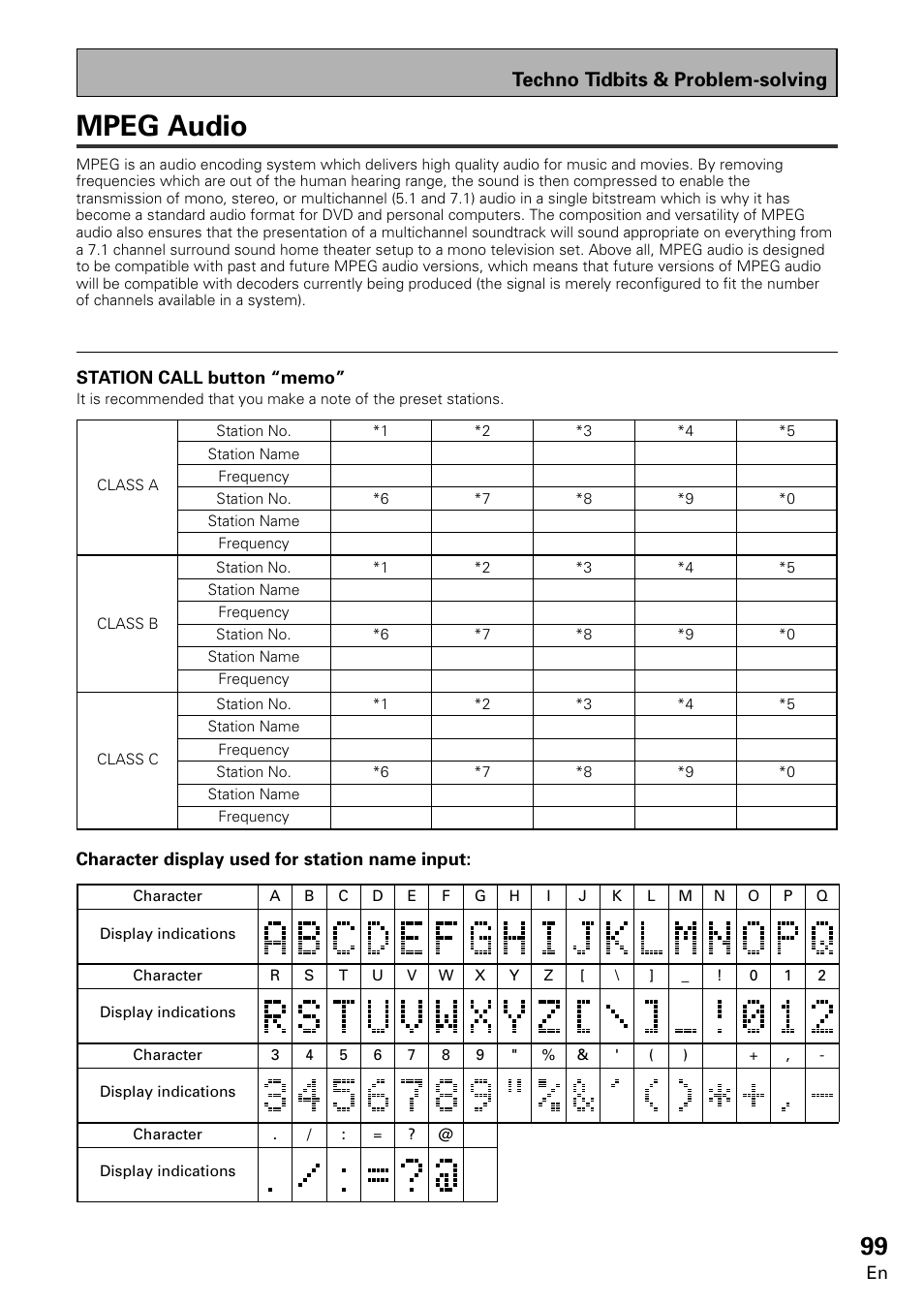 Mpeg audio, Opera tion, Techno tidbits & problem-solving | Pioneer VSX-859RDS-G User Manual | Page 99 / 116