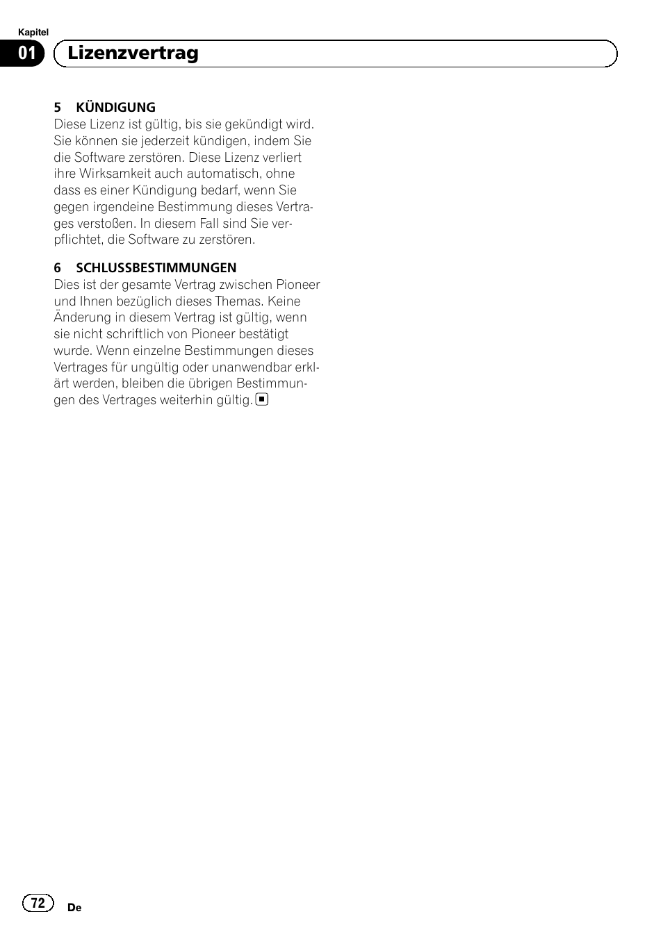 01 lizenzvertrag | Pioneer AVIC-F30BT User Manual | Page 72 / 100