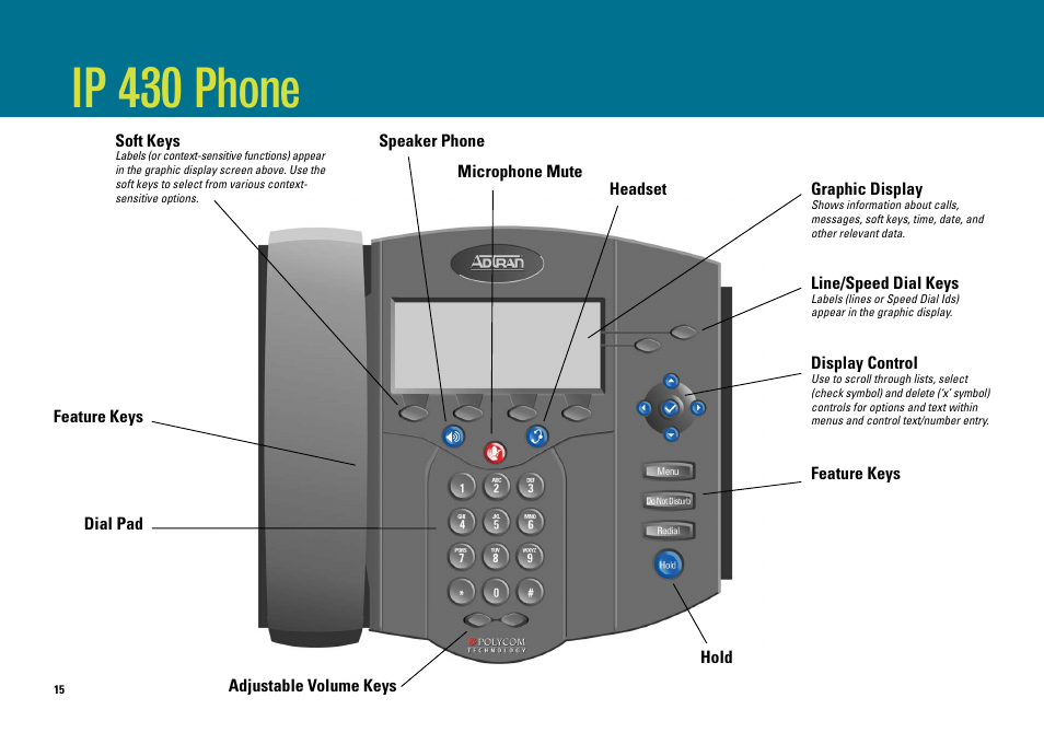 Ip 430 phone | ADTRAN IP 501 User Manual | Page 15 / 16