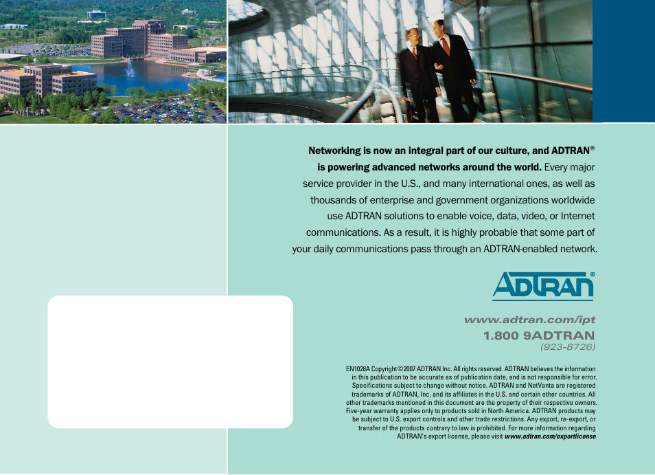 800 9adtran | ADTRAN IP 501 User Manual | Page 16 / 16