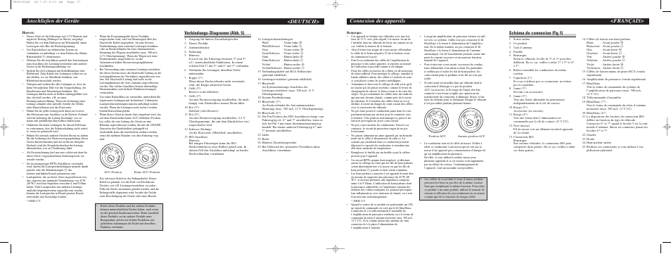 Anschließen der geräte, Deutsch, Français> connexion des appareils | Verbindungs-diagramm (abb. 5), Schéma de connexion (fig. 5) | Pioneer DEH-1700R User Manual | Page 5 / 6