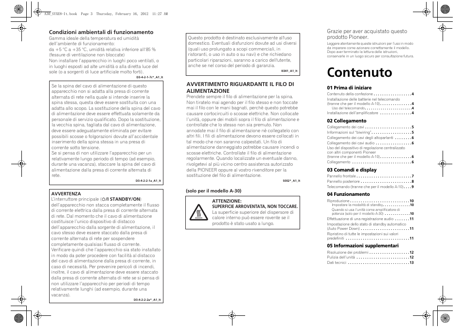 Contenuto | Pioneer A-20-K User Manual | Page 39 / 88