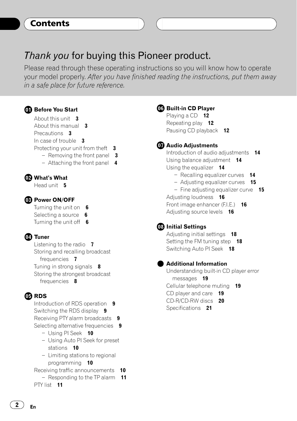 Pioneer DEH-1530R User Manual | Page 2 / 128