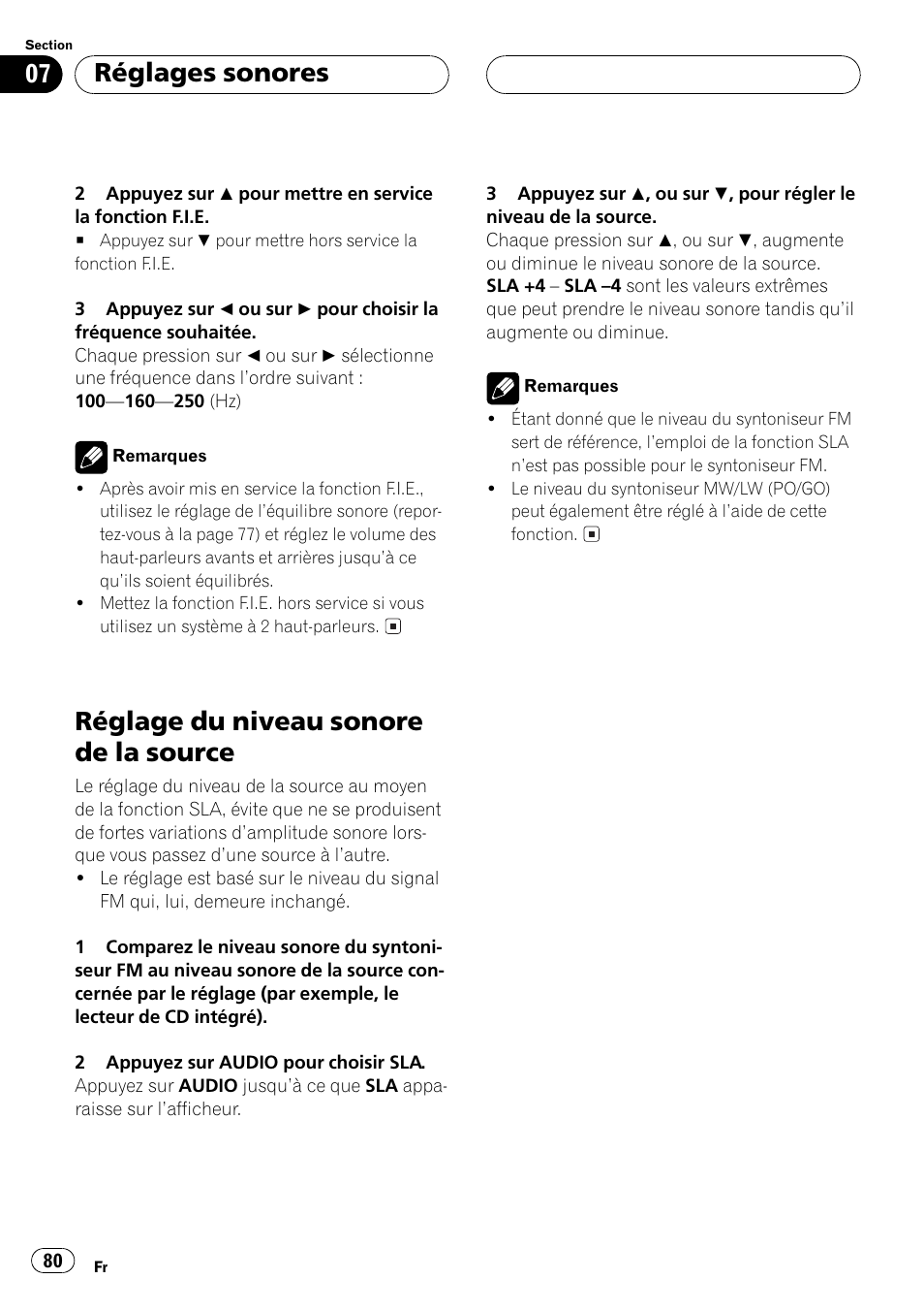 Réglage du niveau sonore de la source 80, Réglage du niveau sonore de la source, Réglages sonores | Pioneer DEH-1530R User Manual | Page 80 / 128