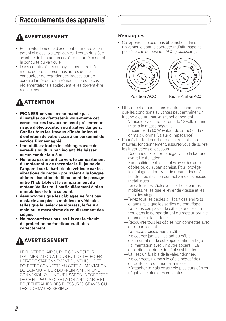 Rançais, Raccordements des appareils | Pioneer MVH-7300 User Manual | Page 10 / 64