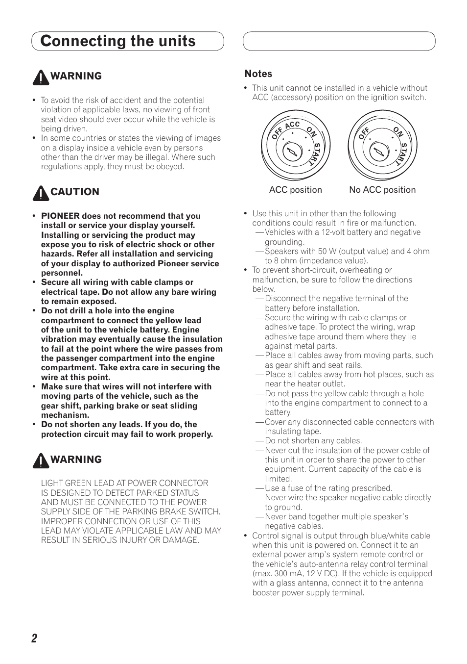 Connecting the units | Pioneer MVH-7300 User Manual | Page 2 / 64