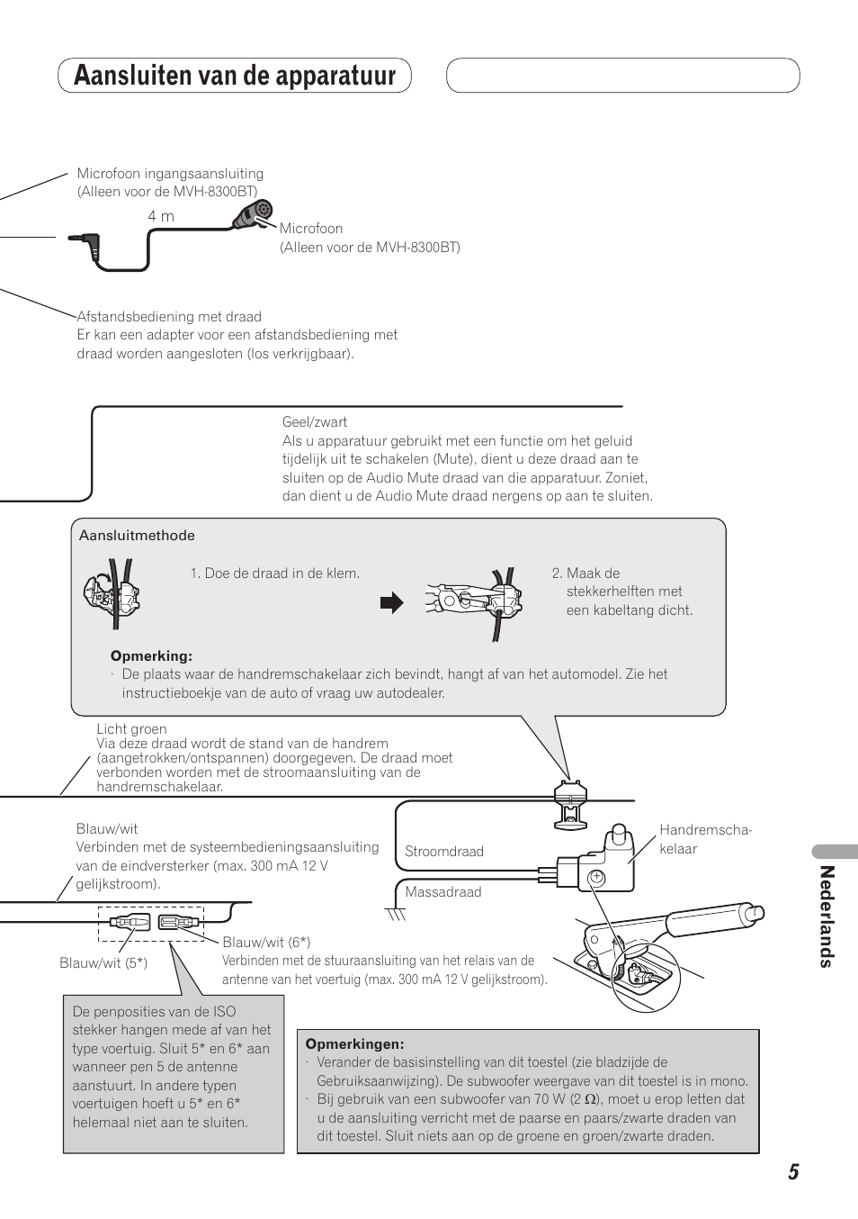 Aansluiten van de apparatuur, Aansluiten van het stroomsnoer | Pioneer MVH-7300 User Manual | Page 45 / 64