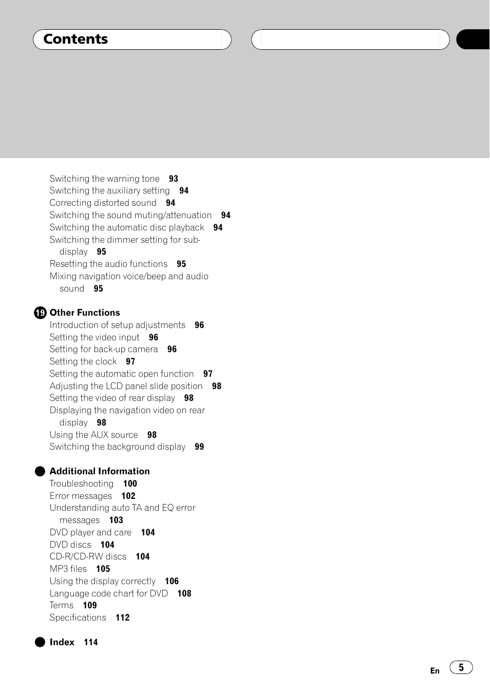 Pioneer AVH-P7500DVD User Manual | Page 5 / 116