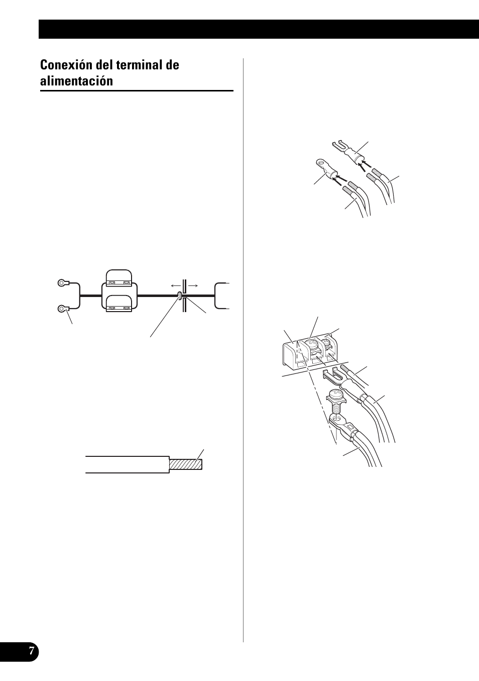 Conexión del terminal de alimentación, Conexión de la unidad | Pioneer GM-X944 User Manual | Page 20 / 76