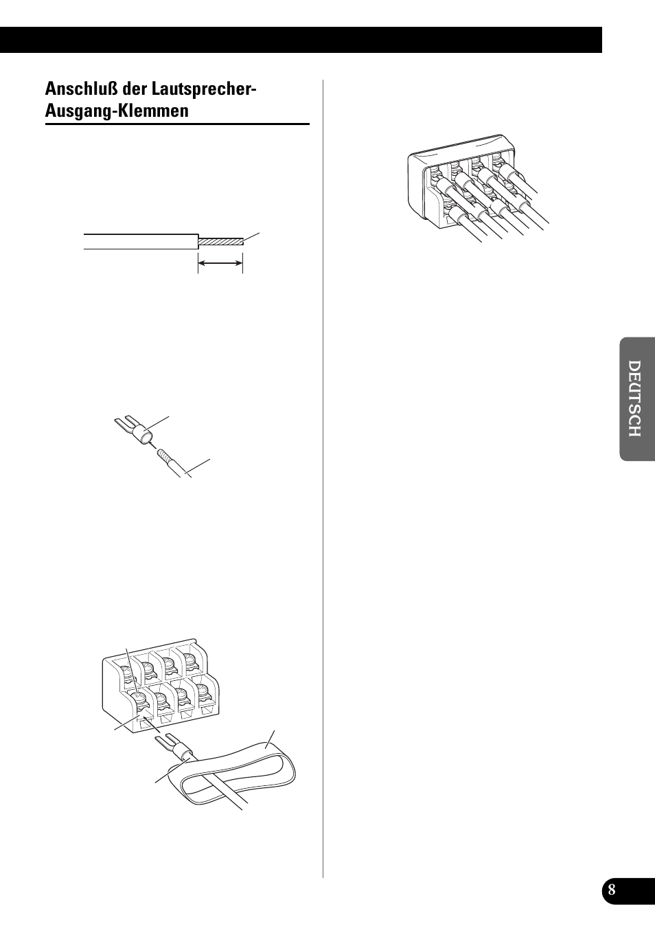 Anschluß der lautsprecher-ausgang, Klemmen, Anschluß der lautsprecher- ausgang-klemmen | Pioneer GM-X944 User Manual | Page 33 / 76