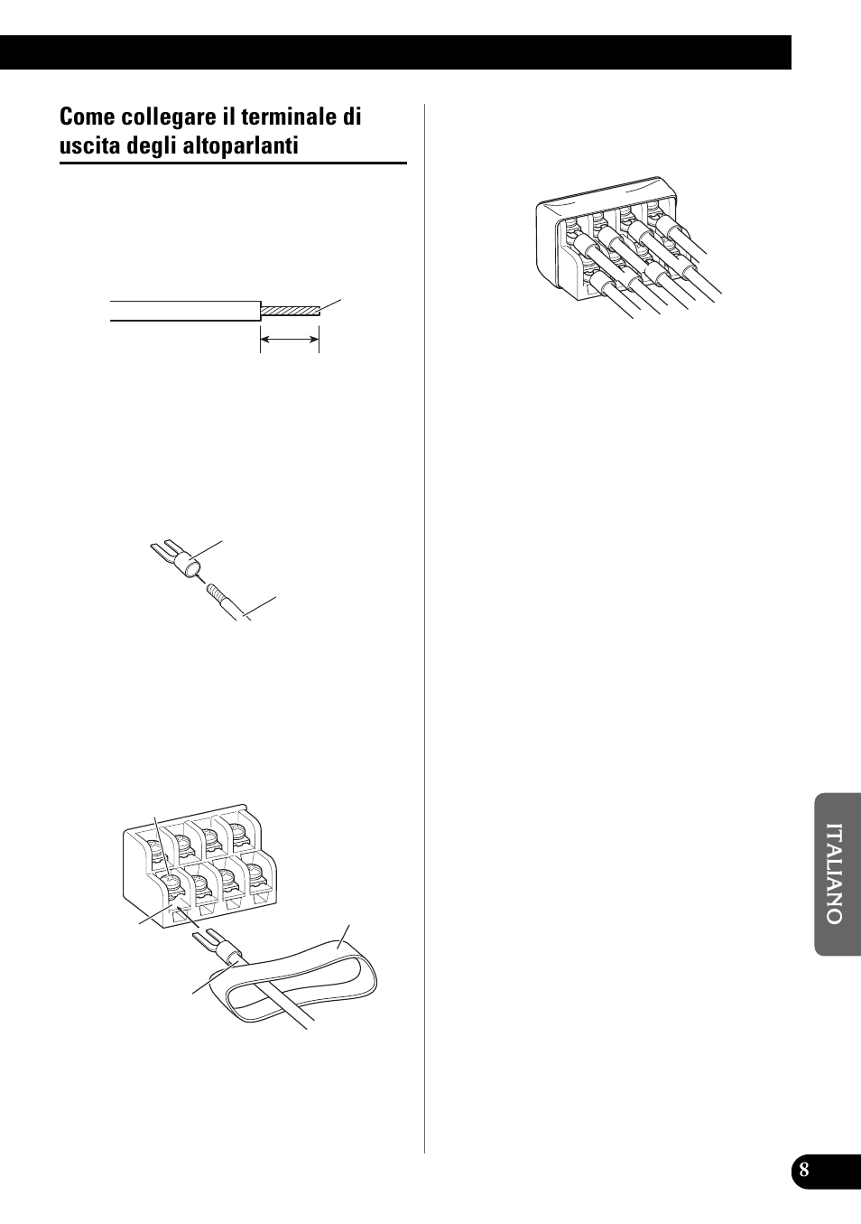 Come collegare il terminale di uscita degli, Altoparlanti | Pioneer GM-X944 User Manual | Page 57 / 76