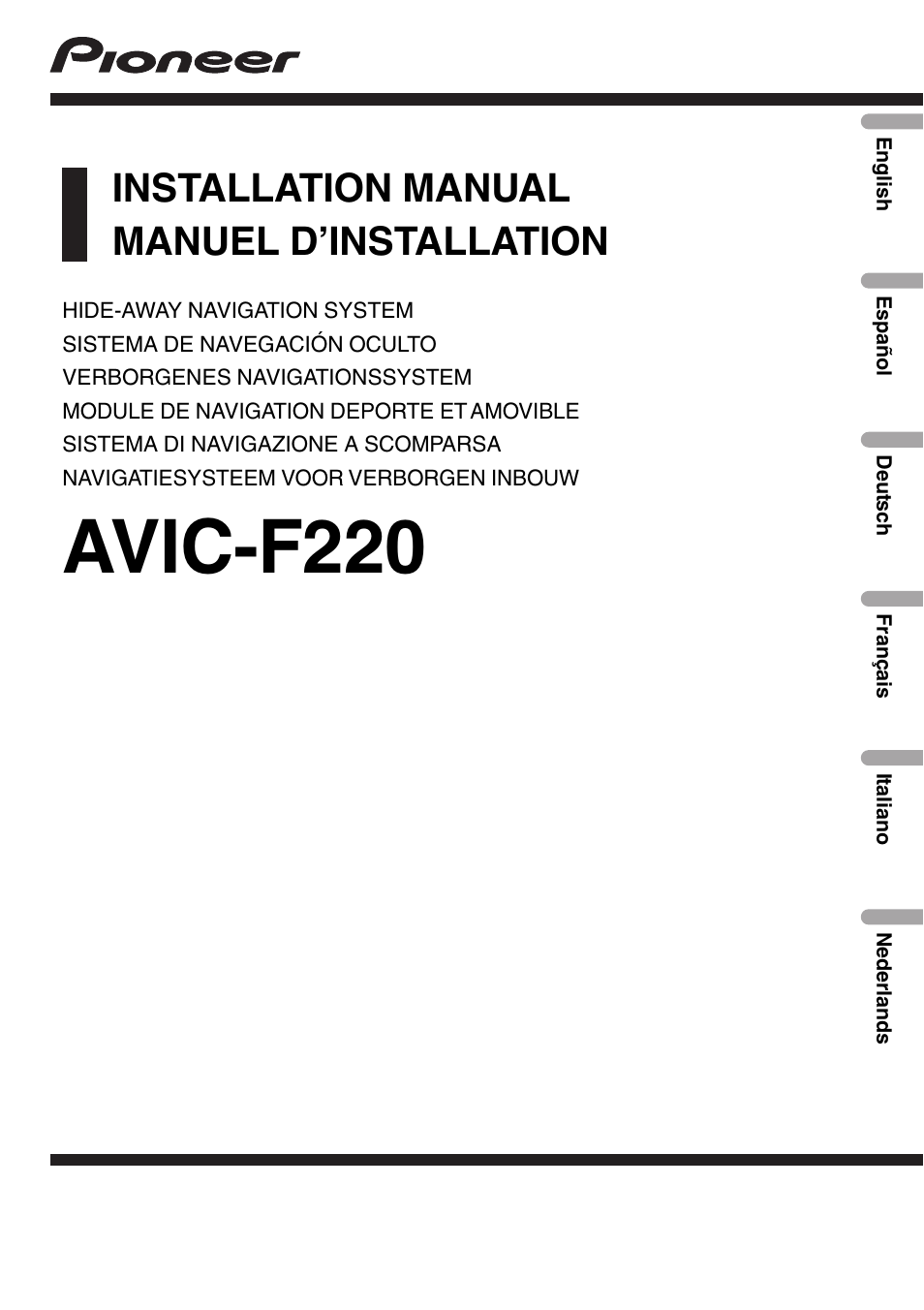 Pioneer AVIC-F220 User Manual | 112 pages